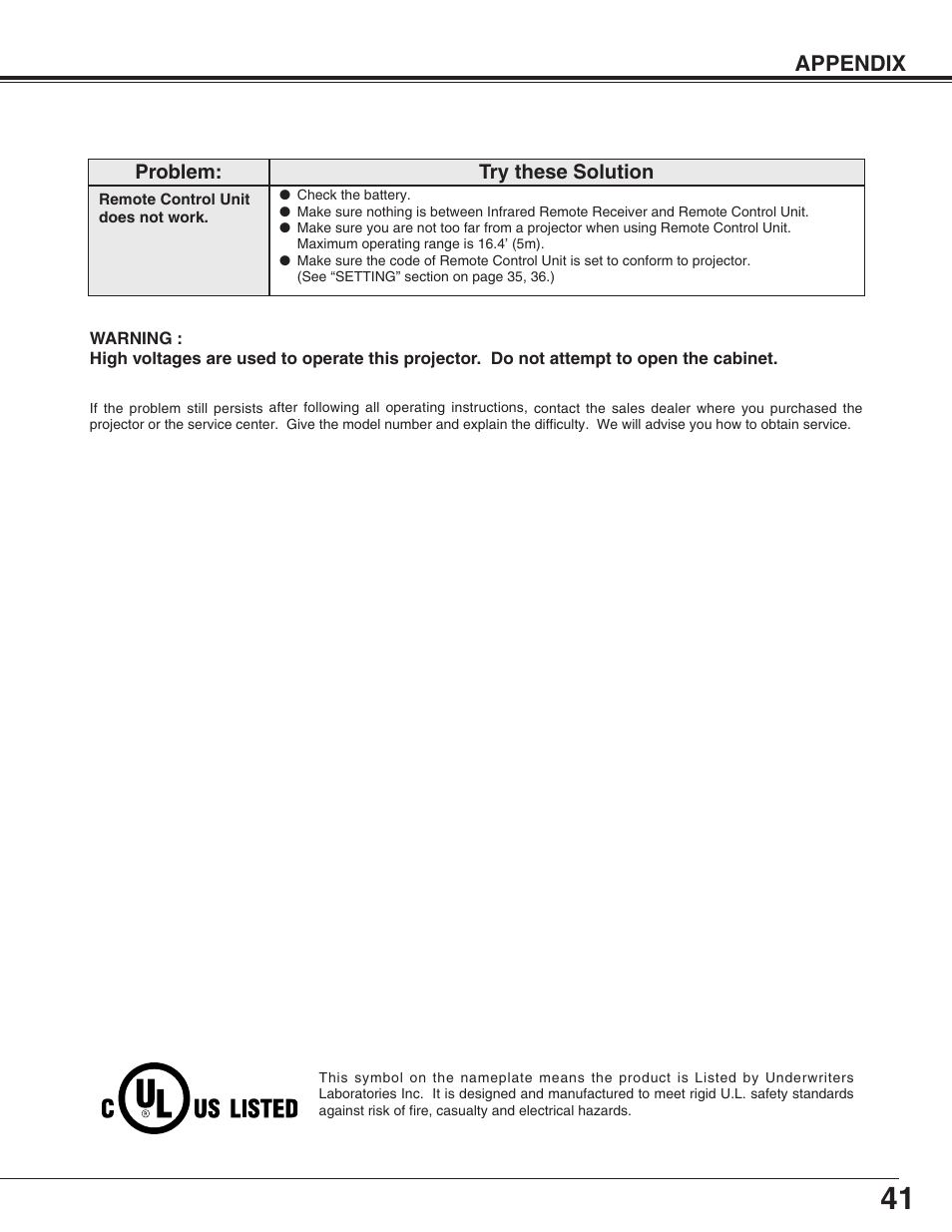 Appendix | Eiki LC-SM4 User Manual | Page 41 / 44