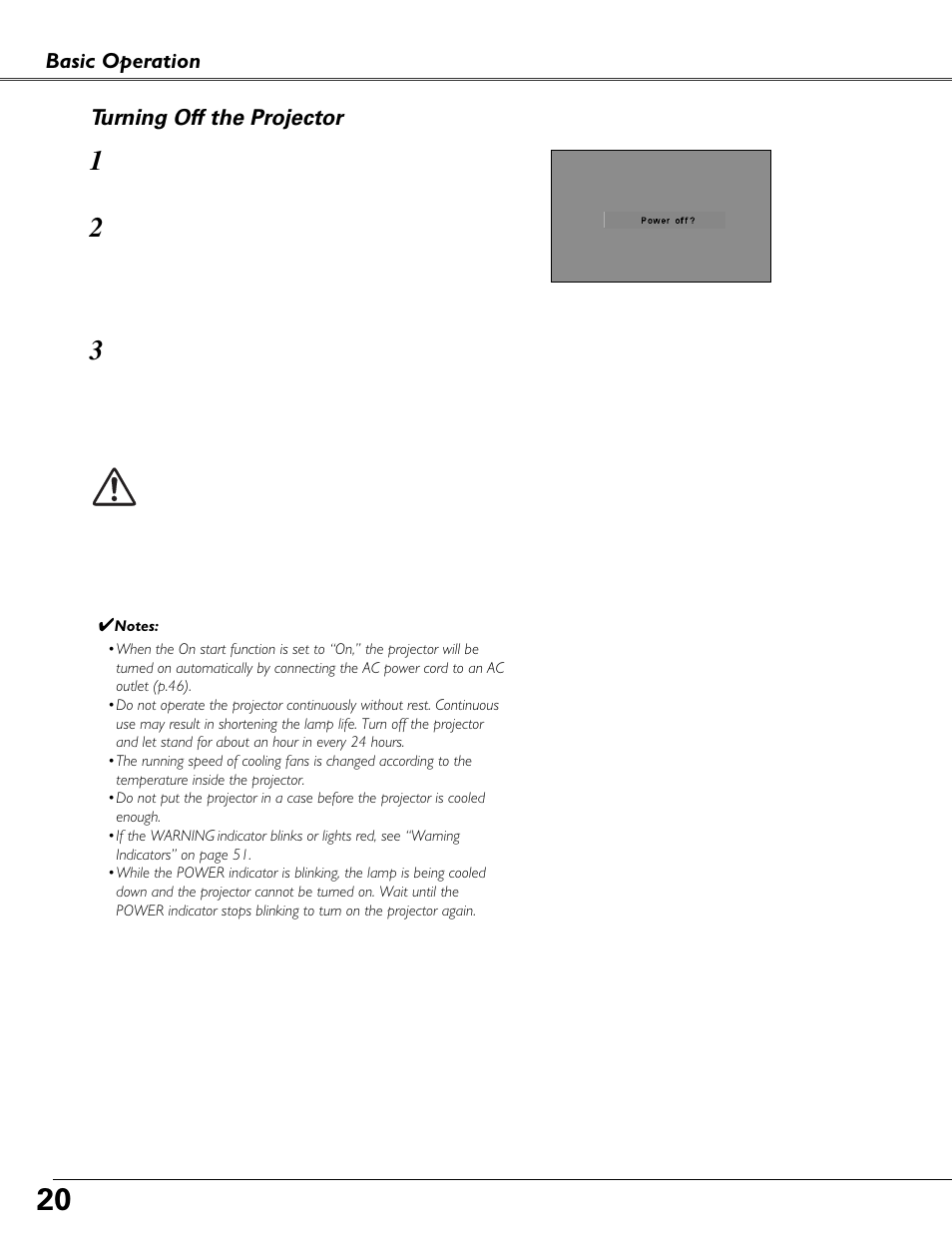 Turning off the projector | Eiki MODEL LC-XB40 User Manual | Page 20 / 66