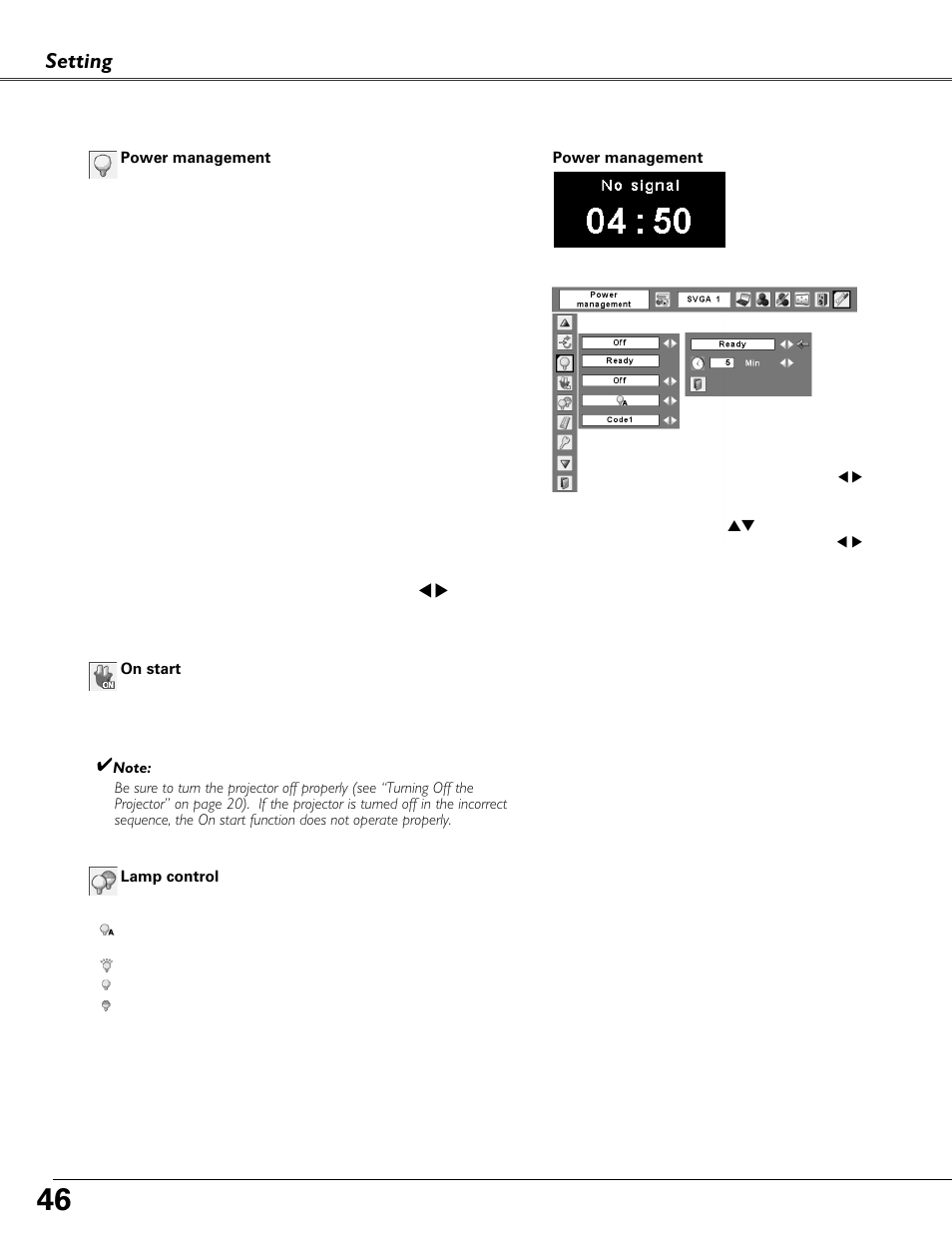 Setting | Eiki MODEL LC-XB40 User Manual | Page 46 / 66