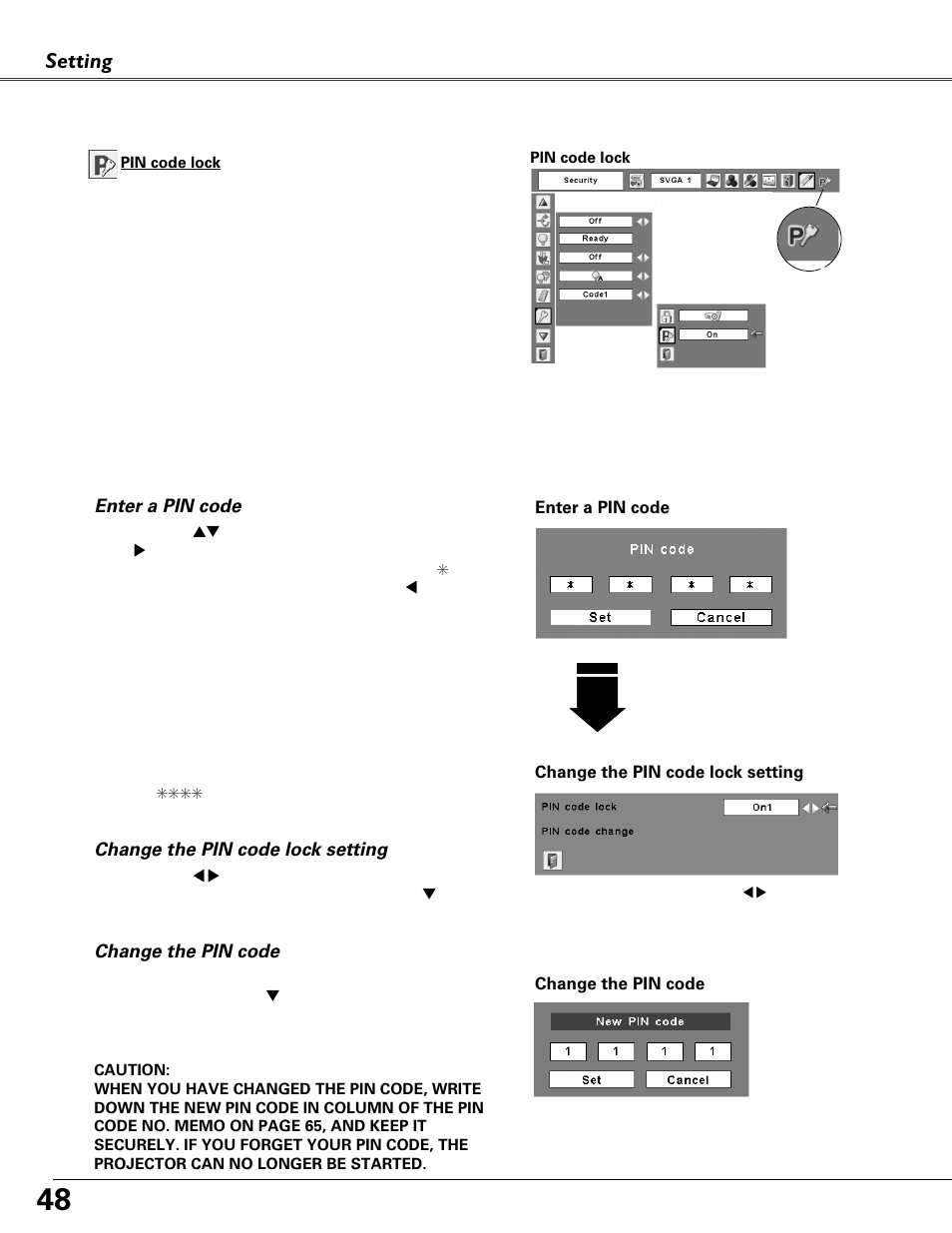Setting | Eiki MODEL LC-XB40 User Manual | Page 48 / 66