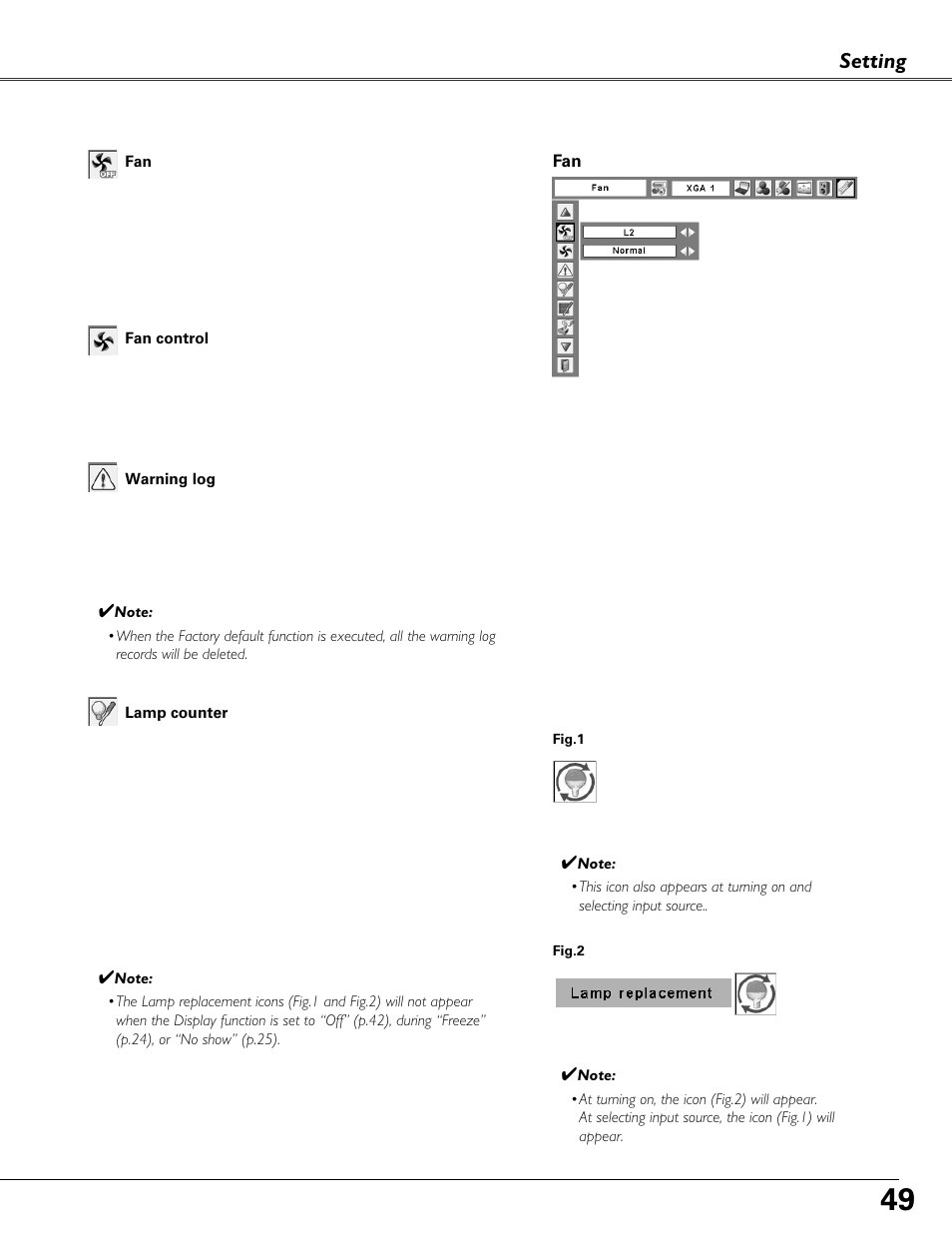 Setting | Eiki MODEL LC-XB40 User Manual | Page 49 / 66