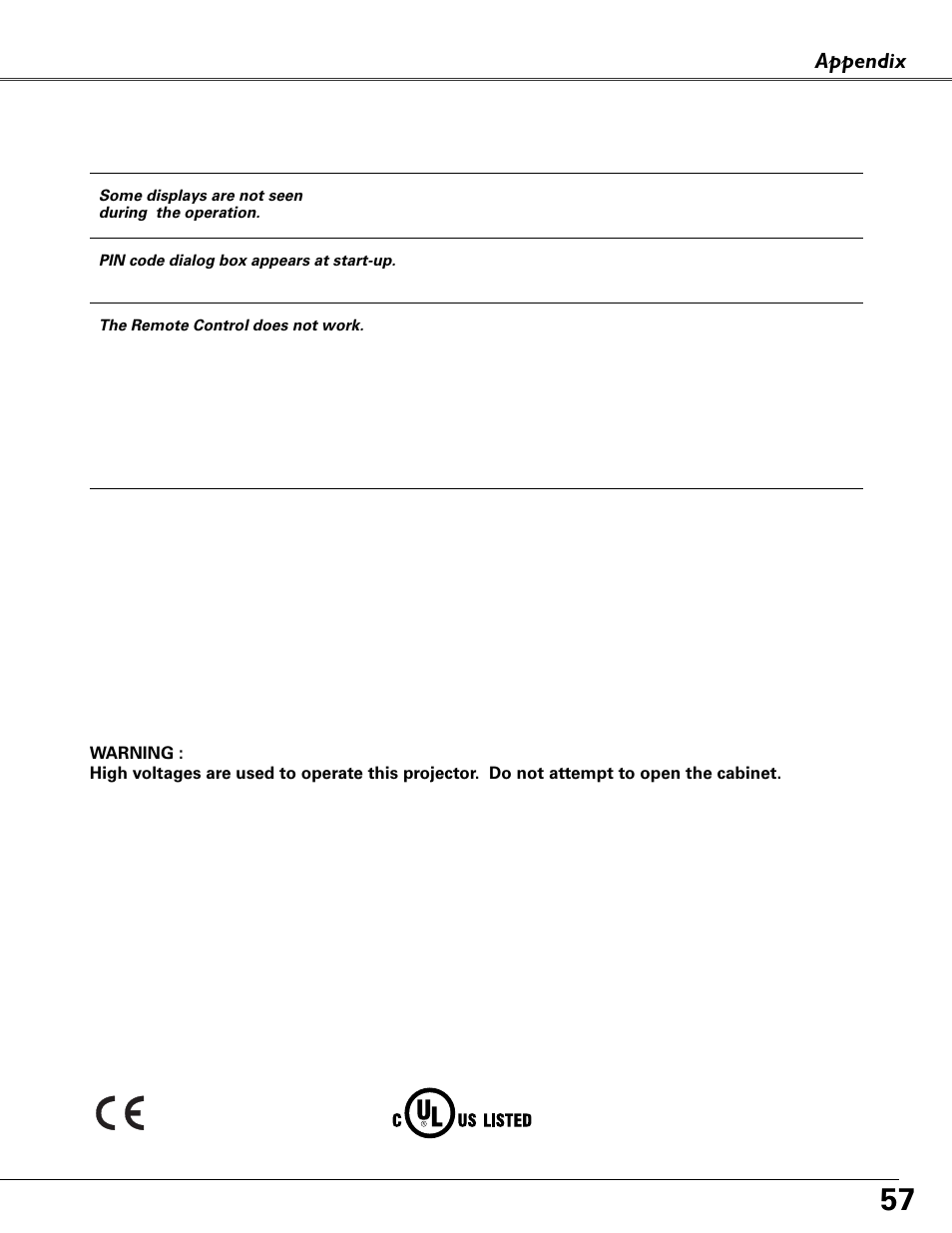 Appendix | Eiki MODEL LC-XB40 User Manual | Page 57 / 66