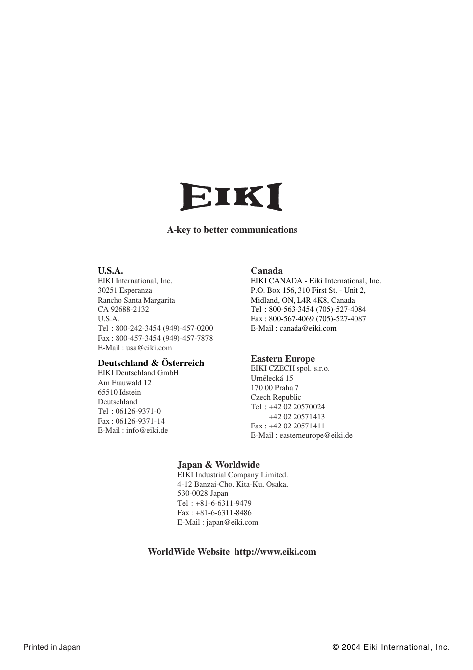 Eiki Smoke Resistant Box AH-69601 User Manual | Page 14 / 14