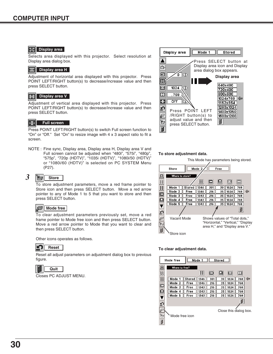 Computer input | Eiki LC-XT4U/E User Manual | Page 30 / 56