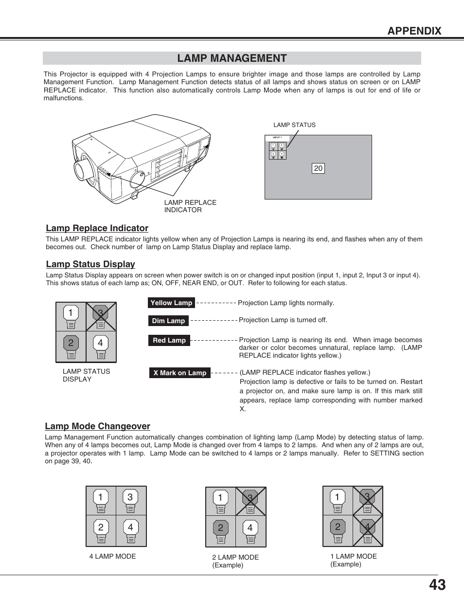 Appendix lamp management | Eiki LC-XT4U/E User Manual | Page 43 / 56