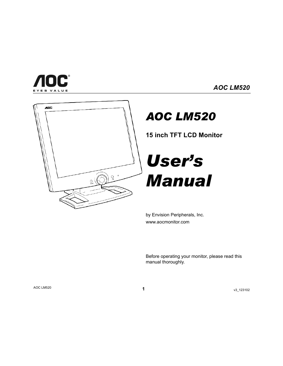 Ergotron AOC LM520 User Manual | 19 pages