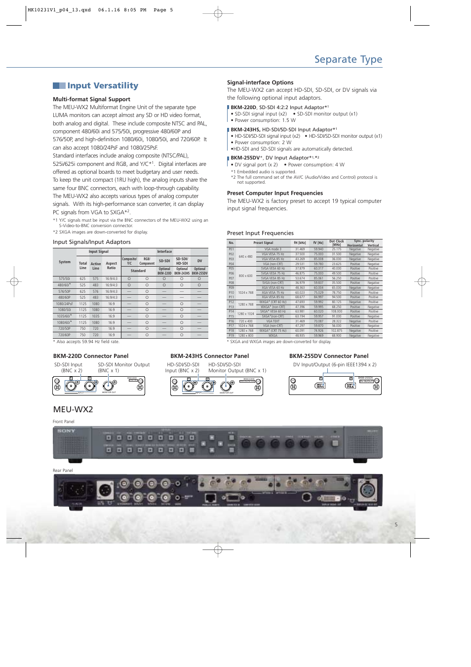 Separate type, Input versatility, Meu-wx2 | Ergotron LUMA User Manual | Page 5 / 20