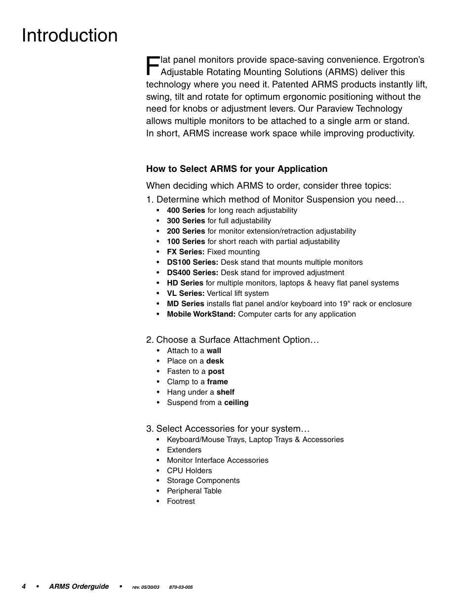 Introduction | Ergotron 870-03-005 User Manual | Page 4 / 68