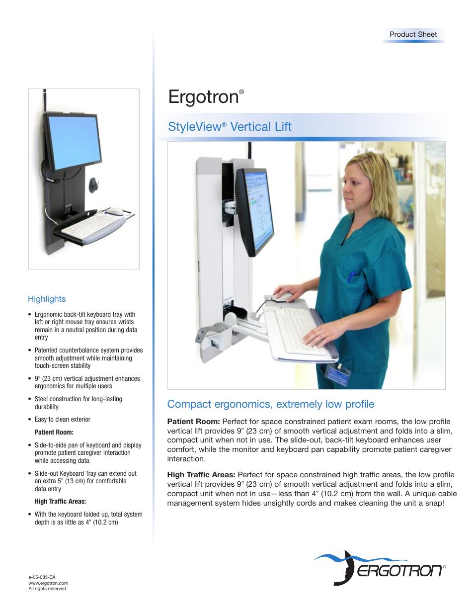 Ergotron Styleview Vertical Lift LCD Monitor User Manual | 2 pages