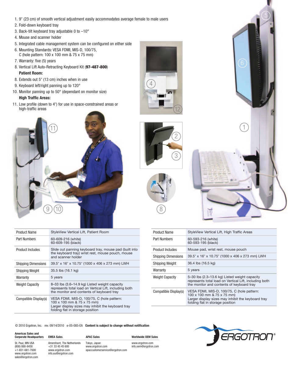 Ergotron Styleview Vertical Lift LCD Monitor User Manual | Page 2 / 2