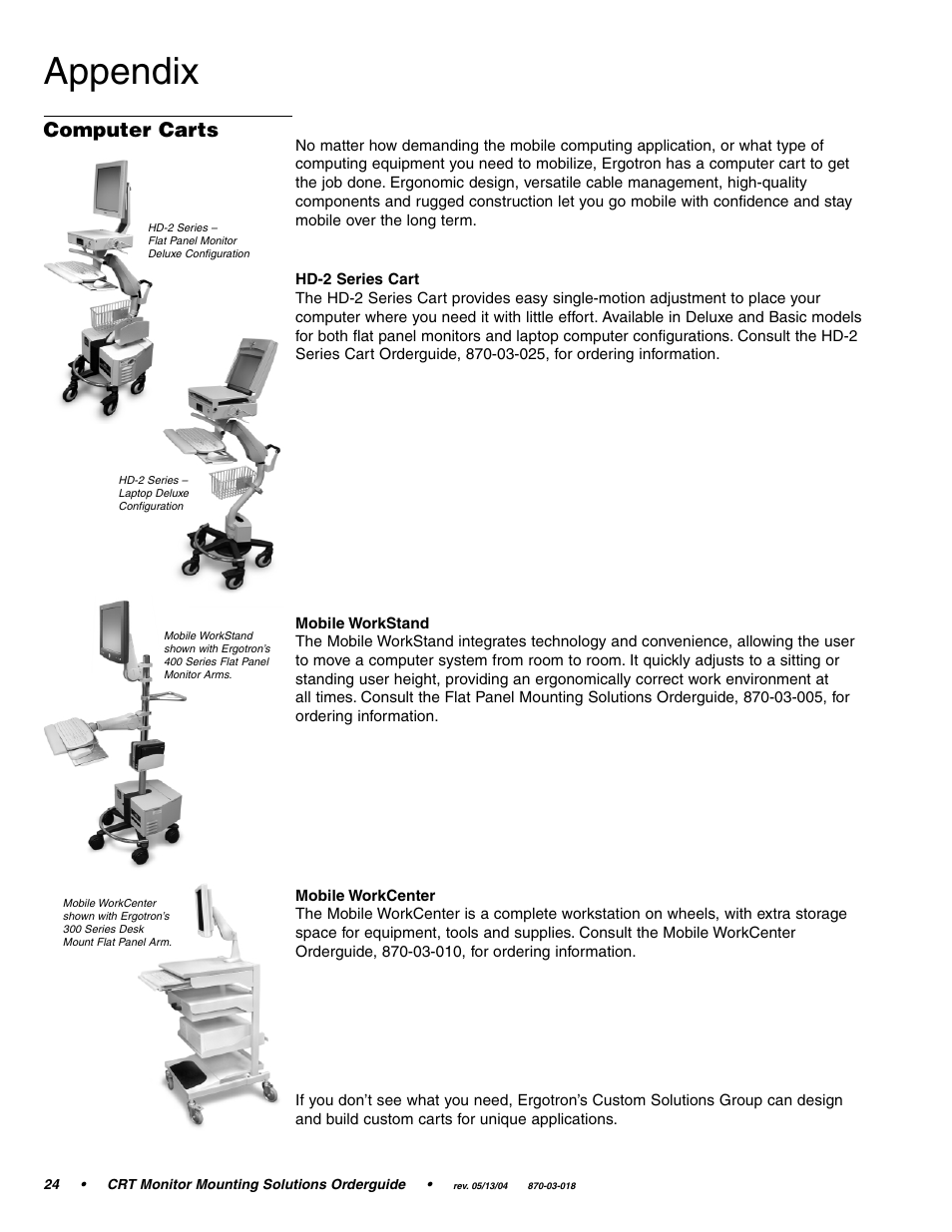 Appendix, Computer carts | Ergotron CRT Monitor User Manual | Page 24 / 28