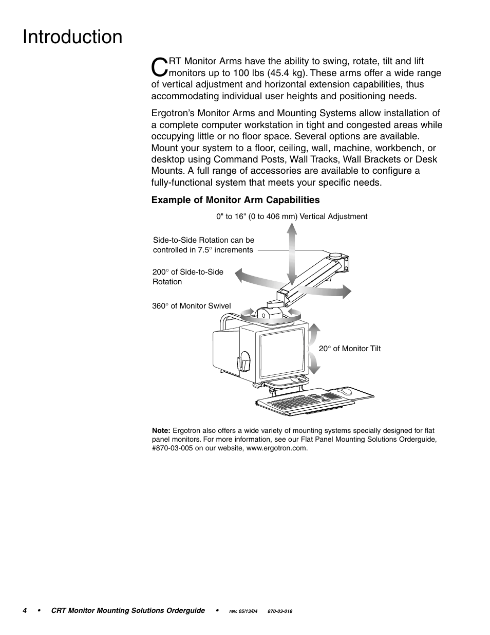 Introduction | Ergotron CRT Monitor User Manual | Page 4 / 28
