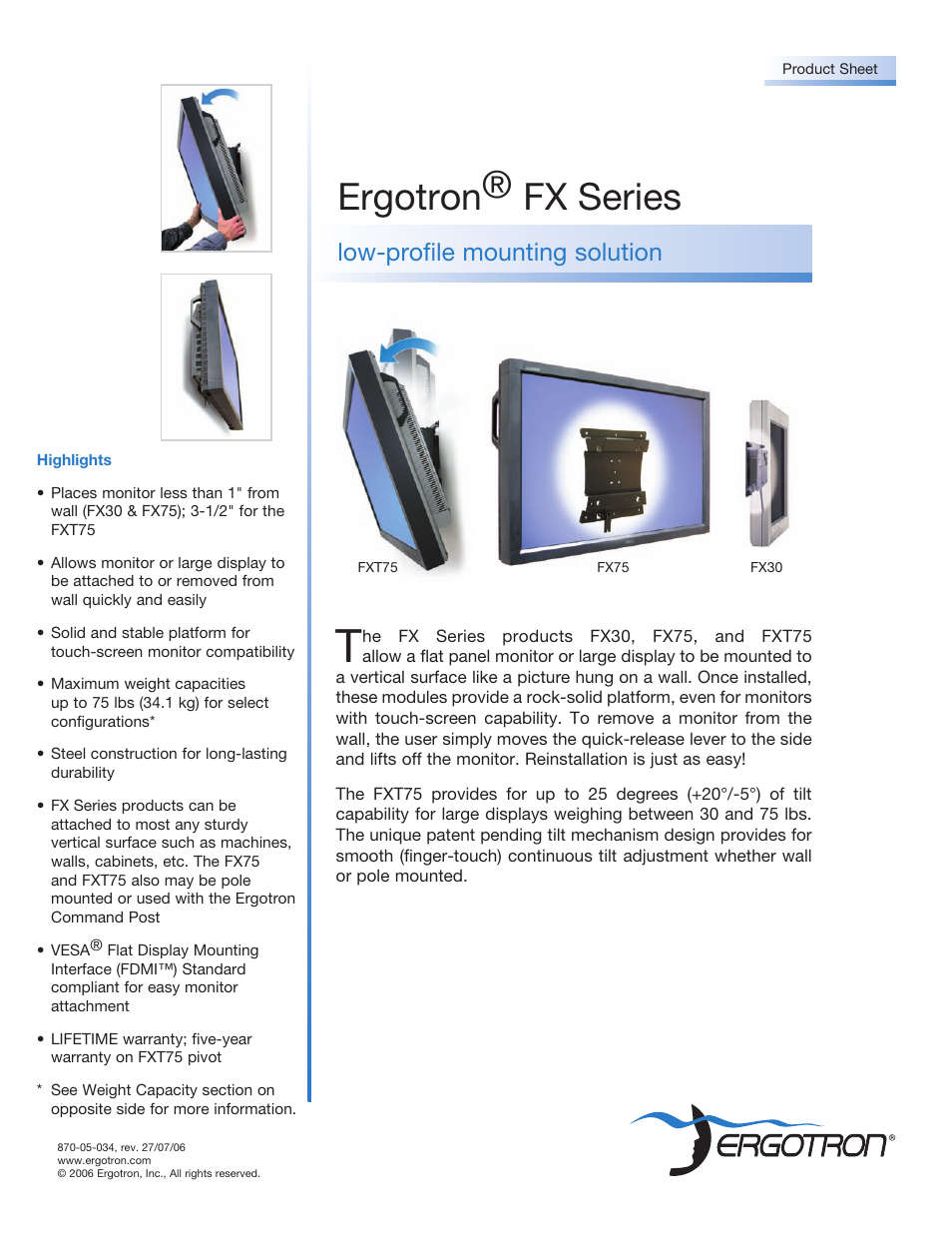 Ergotron FX75 User Manual | 2 pages
