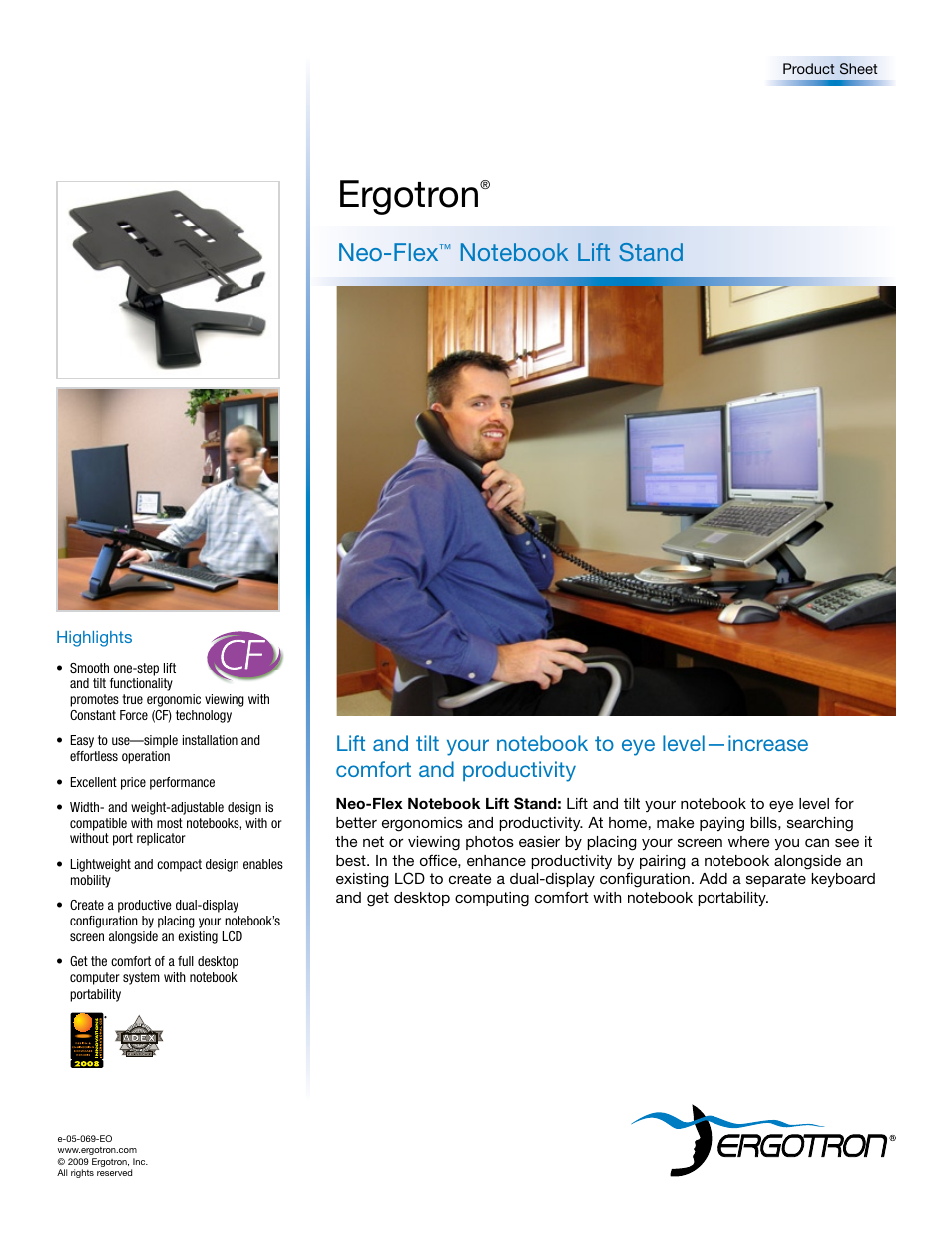 Ergotron Neo-Flex 33-334-085 User Manual | 2 pages