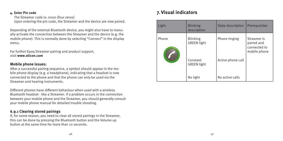 Visual indicators | Epoq Steamer User Manual | Page 24 / 35