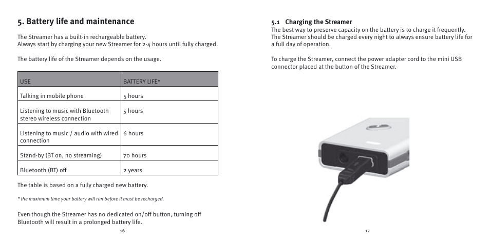 Battery life and maintenance | Epoq Steamer User Manual | Page 9 / 35