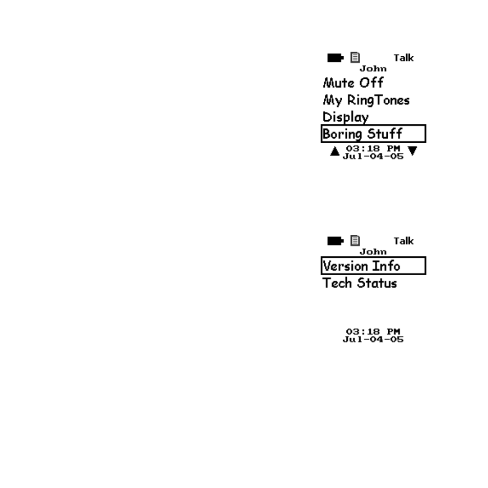 Version information, Tech status, Turn mute on/off | Refer to boring stuff | Enfora TicTalk User Manual | Page 70 / 94
