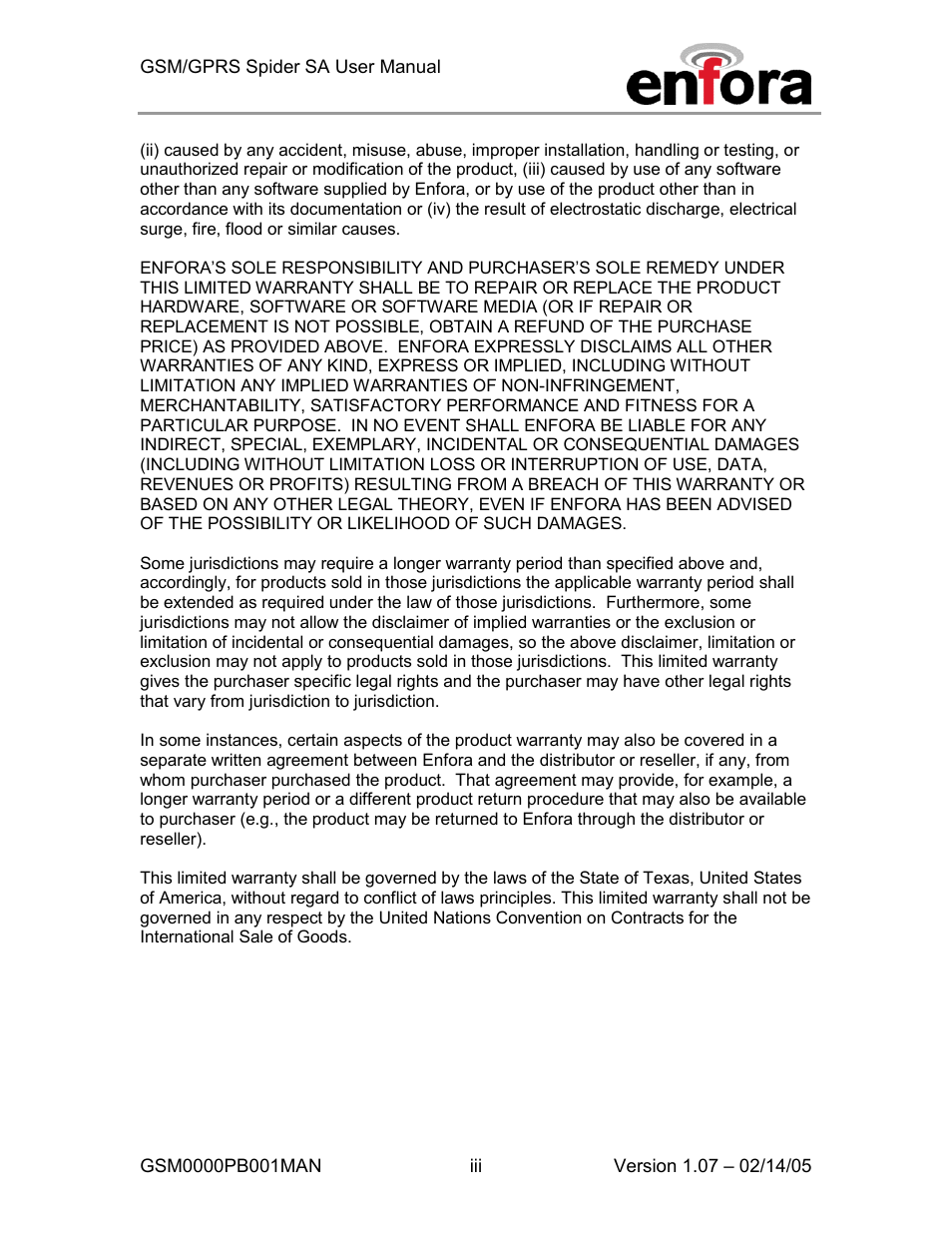 Enfora GSM0000PB001MAN User Manual | Page 4 / 23