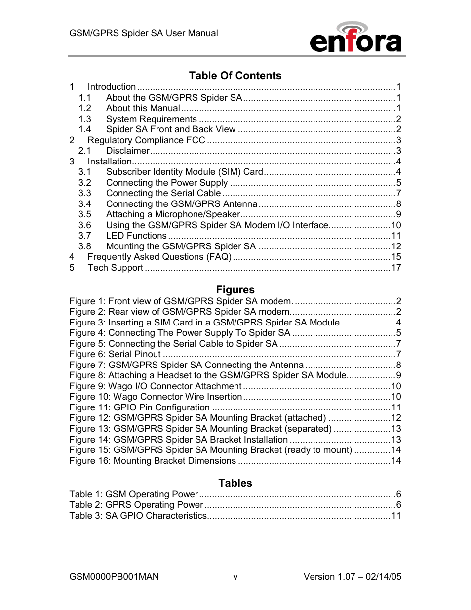 Enfora GSM0000PB001MAN User Manual | Page 6 / 23