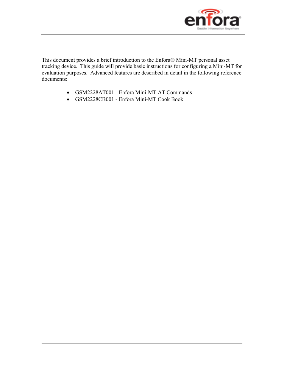 1 introduction, Introduction | Enfora GSM2228UG001 User Manual | Page 10 / 55