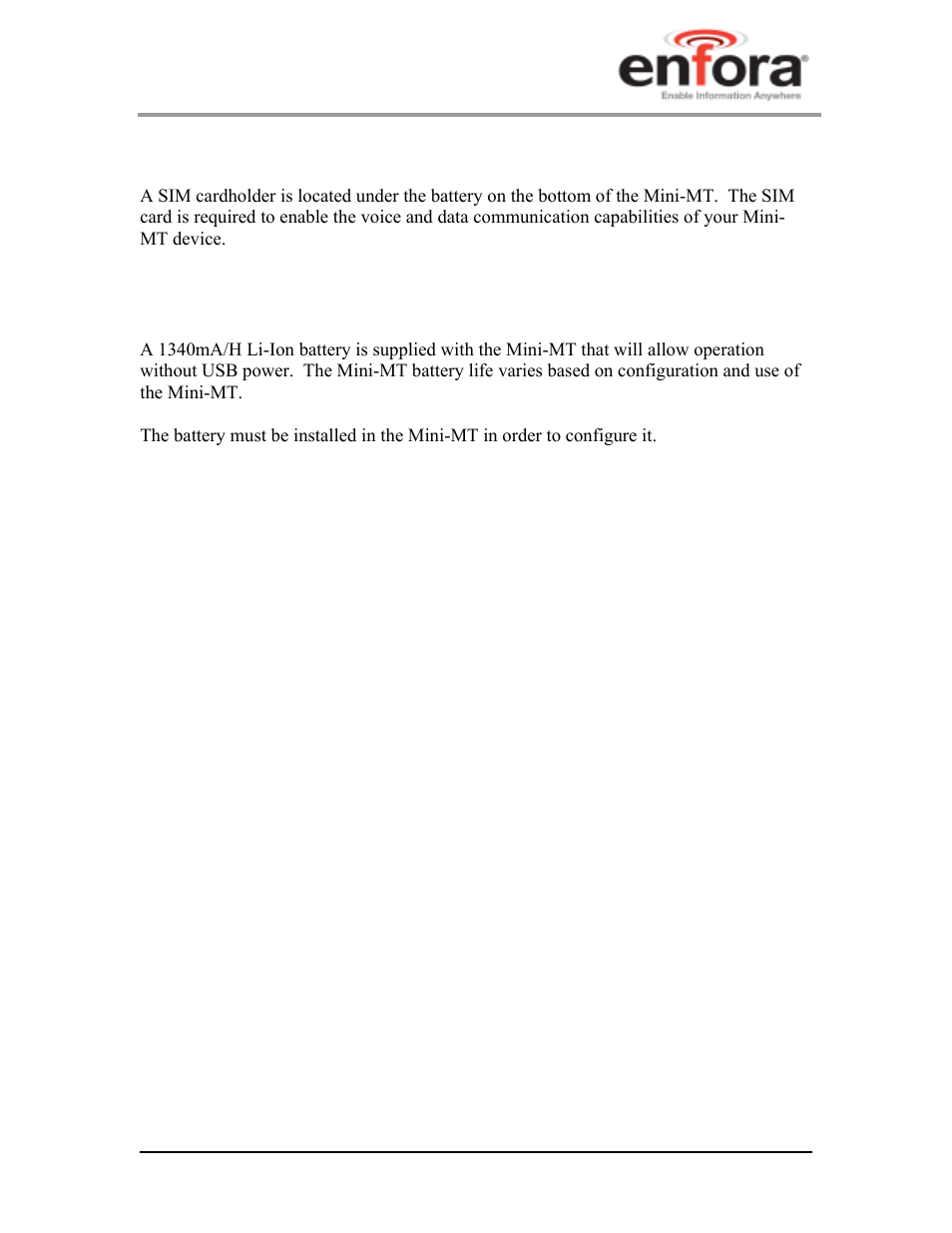 5 sim, 6 battery, Battery | Enfora GSM2228UG001 User Manual | Page 19 / 55