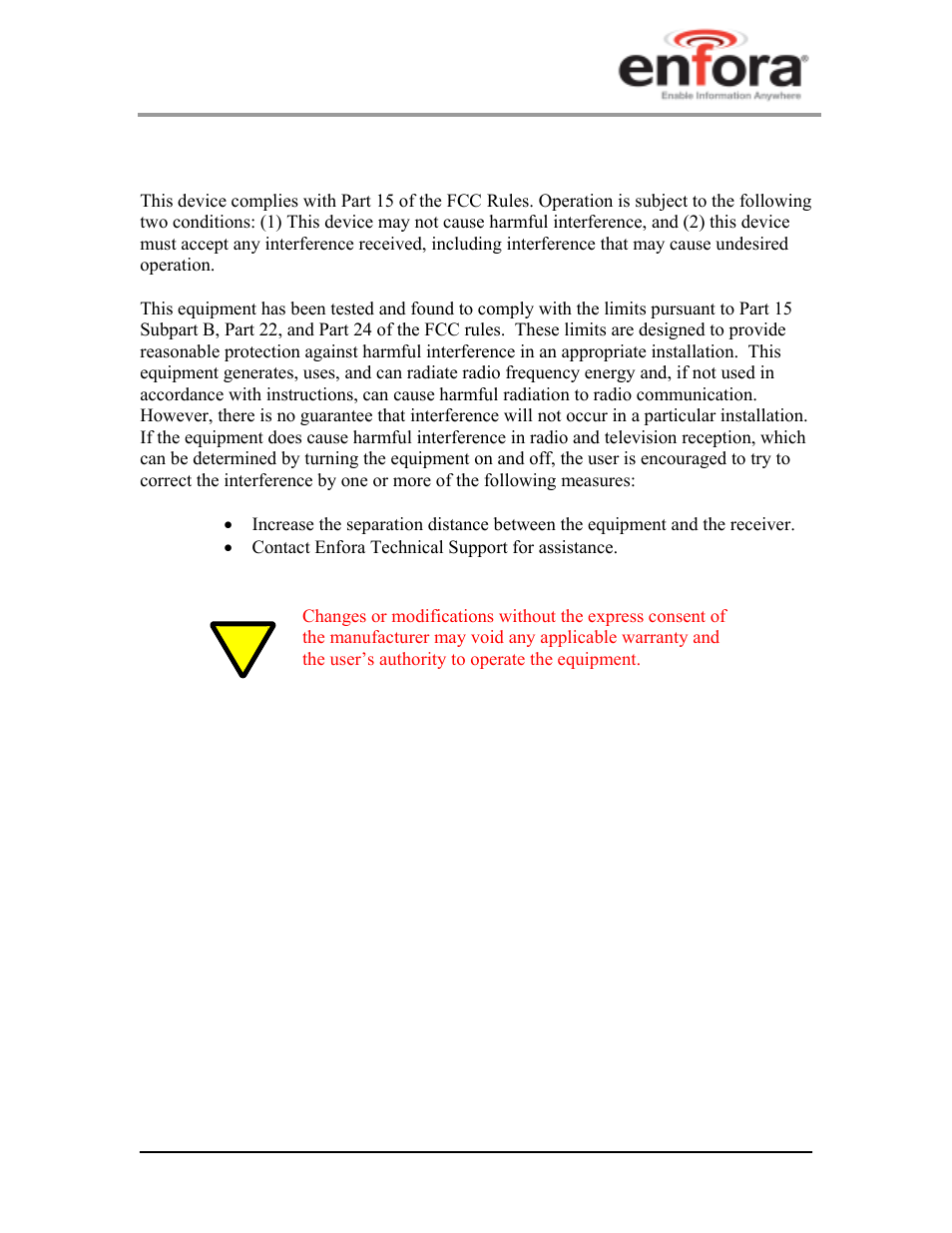 11 fcc compliance statement, Fcc compliance statement | Enfora GSM2228UG001 User Manual | Page 53 / 55