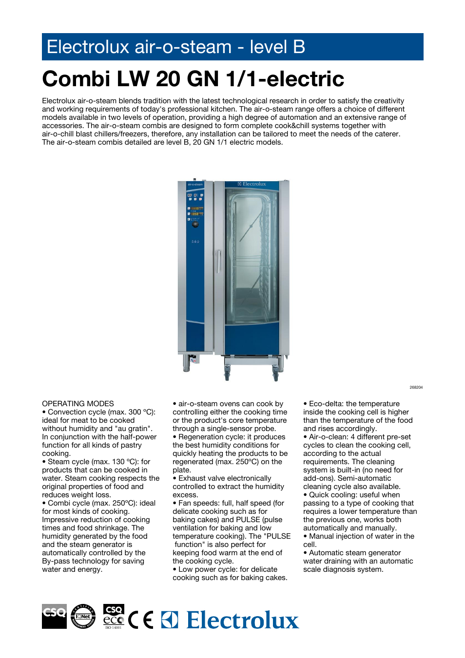 Electrolux Air-O-Steam 268014 User Manual | 4 pages
