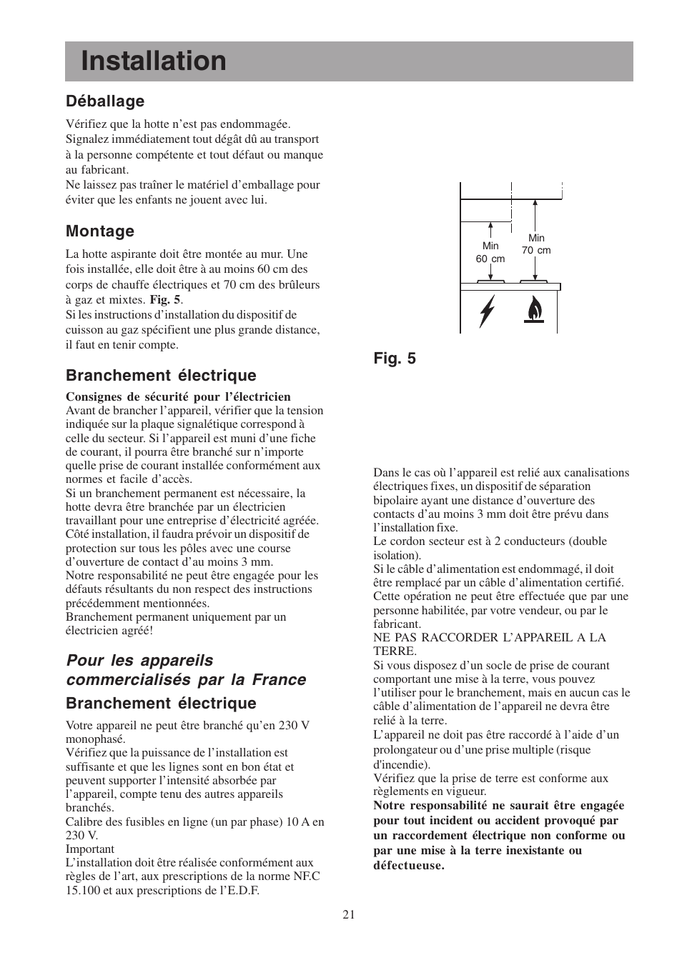 Installation | Electrolux EFCL 650-EFC 12011 User Manual | Page 21 / 80