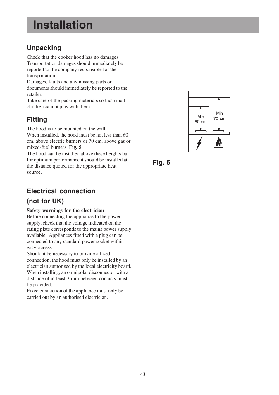 Installation | Electrolux EFCL 650-EFC 12011 User Manual | Page 43 / 80