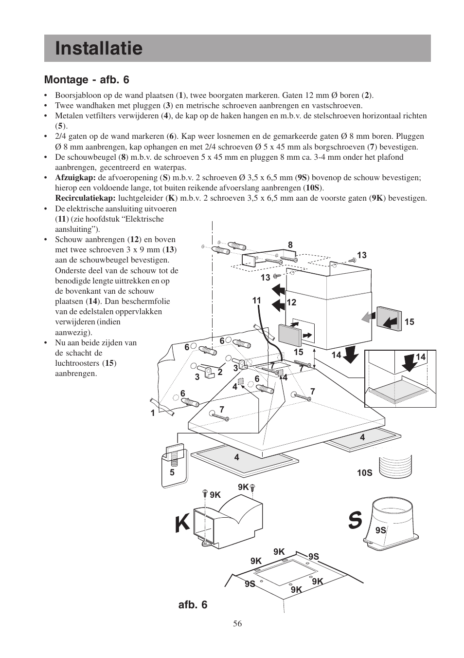 Installatie | Electrolux EFCL 650-EFC 12011 User Manual | Page 56 / 80