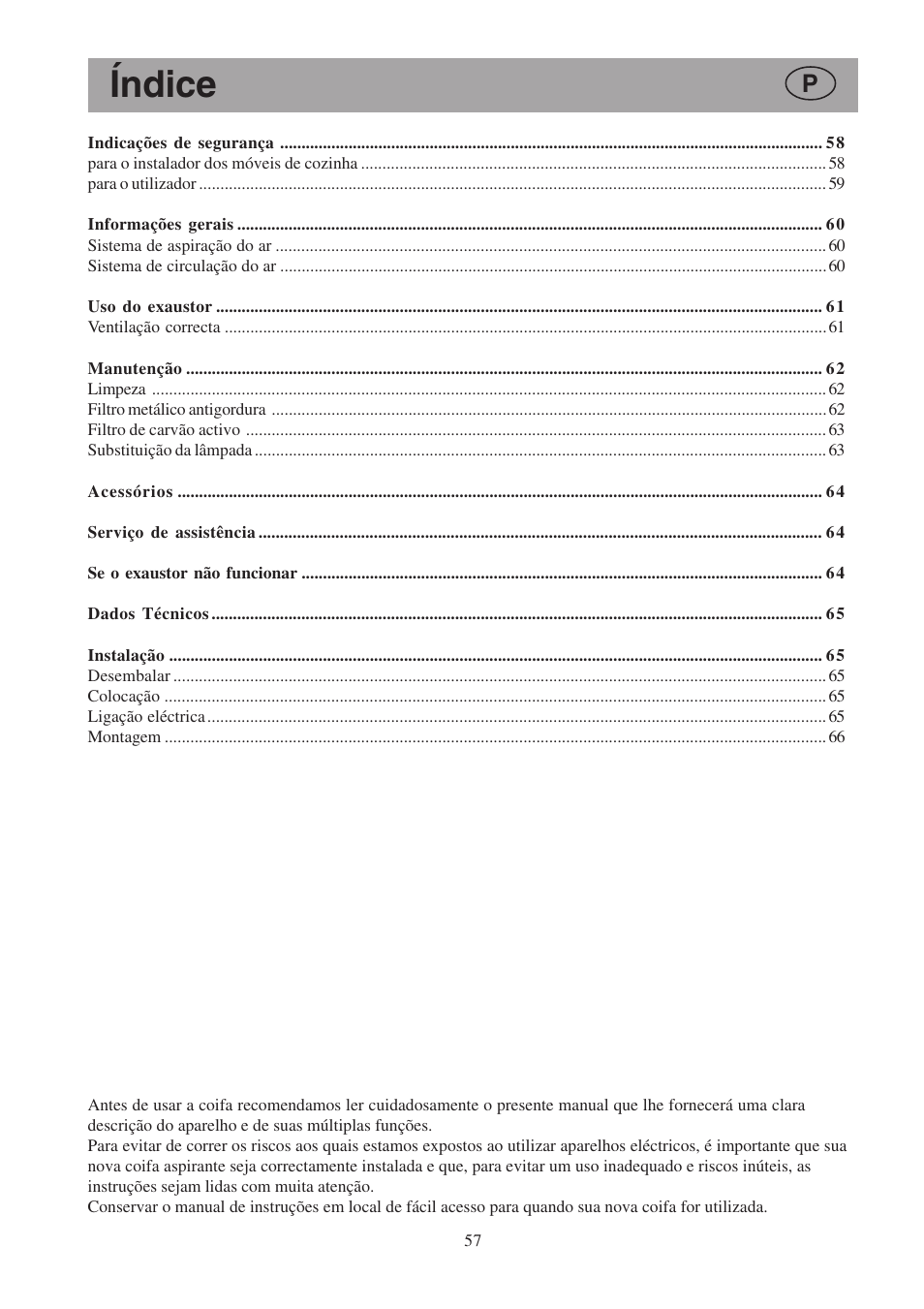 Índice | Electrolux EFCL 650-EFC 12011 User Manual | Page 57 / 80