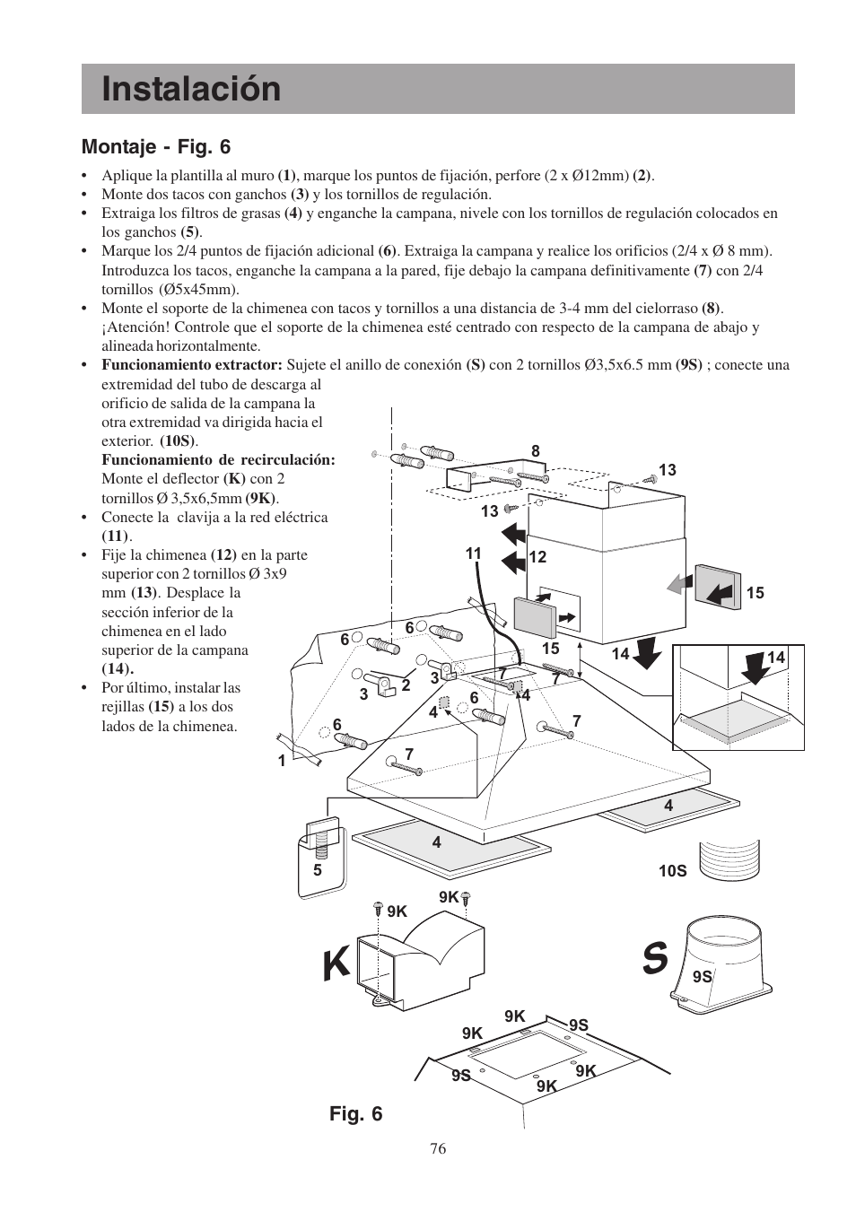 Instalación | Electrolux EFCL 650-EFC 12011 User Manual | Page 76 / 80