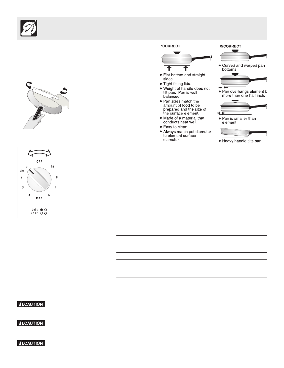 Setting surface controls, Using proper cookware, Suggested radiant surface element settings table | Electrolux ES200 User Manual | Page 8 / 24