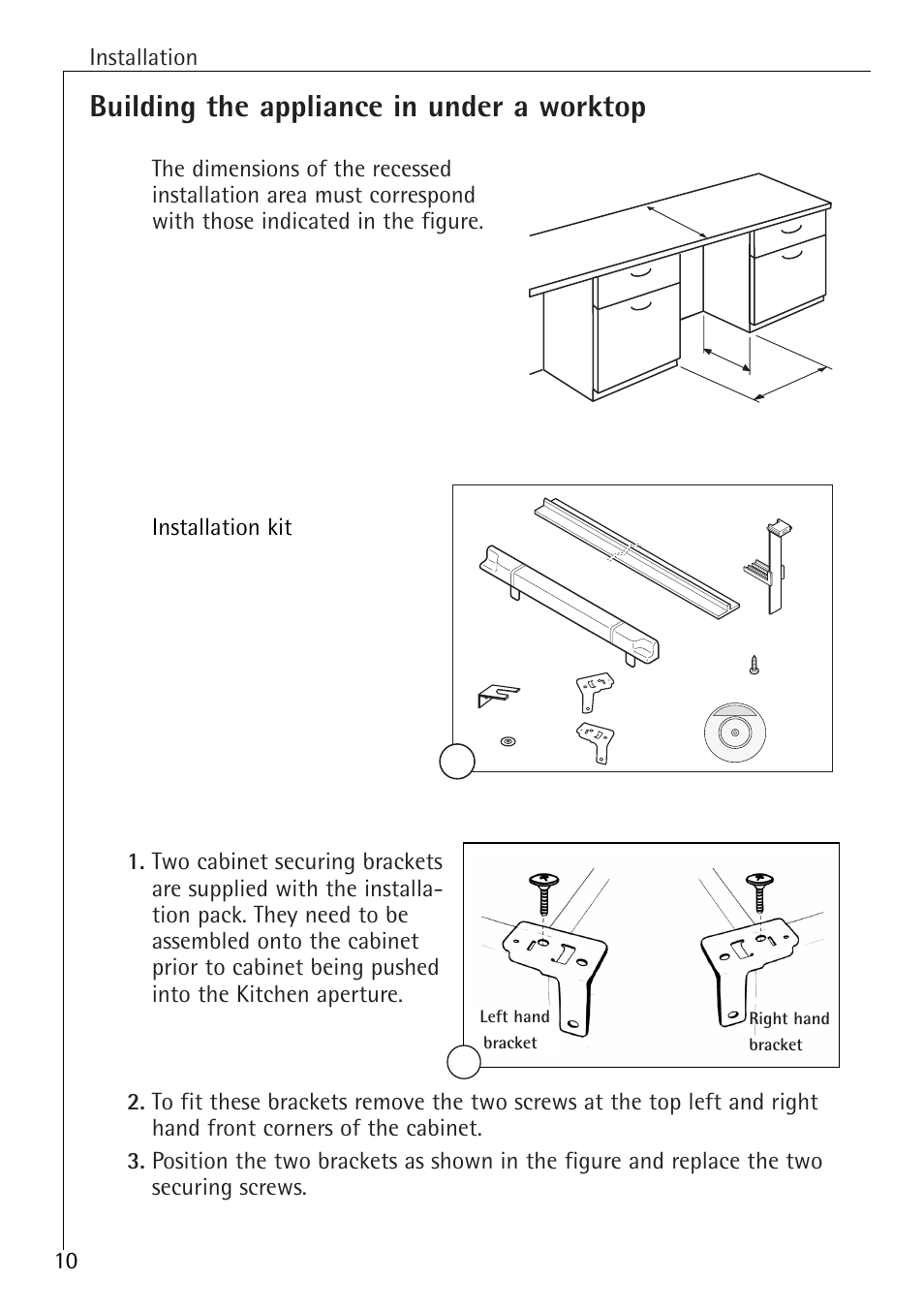 Building the appliance in under a worktop | Electrolux 86000 i User Manual | Page 10 / 28