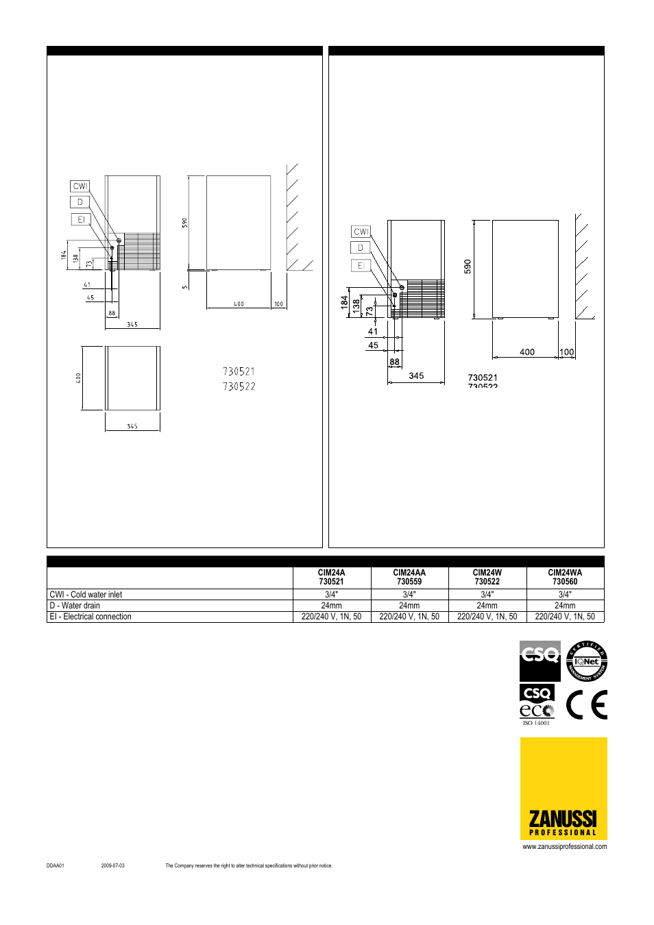 Zanussi | Electrolux CIM24W User Manual | Page 2 / 2