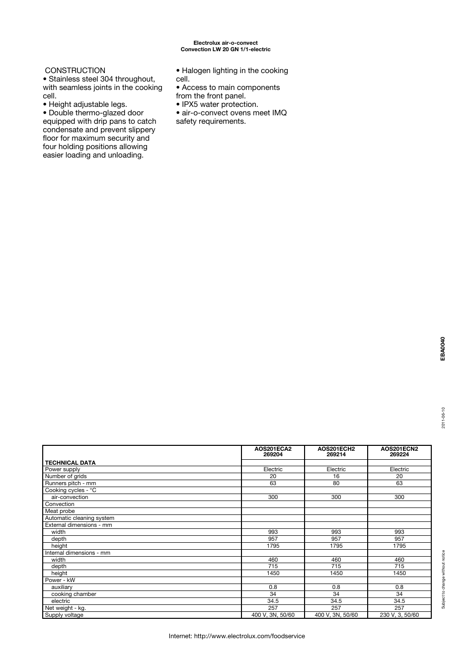 Electrolux Air-O-Convect AOS201ECA1 User Manual | Page 2 / 4