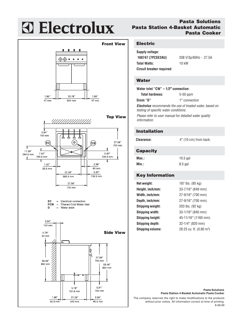 Electrolux 168747 (7PCSE2AU) User Manual | Page 2 / 2