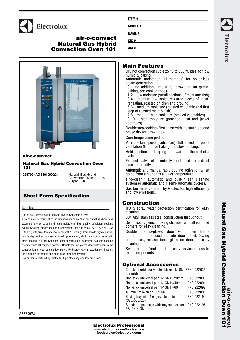 Electrolux Air-o-convect 101 User Manual | 3 pages