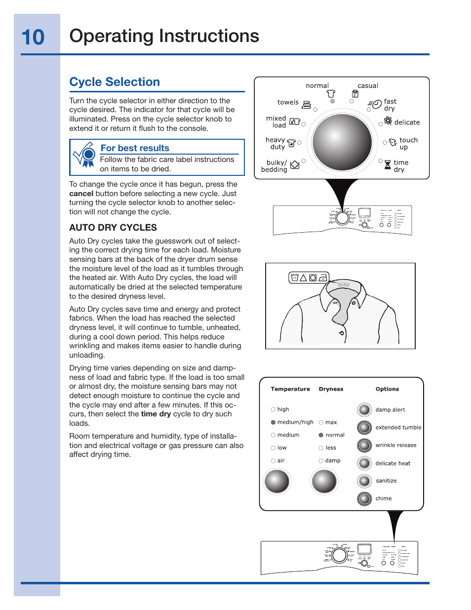 Operating instructions | Electrolux IQ-Touch 137018300 A User Manual | Page 10 / 24