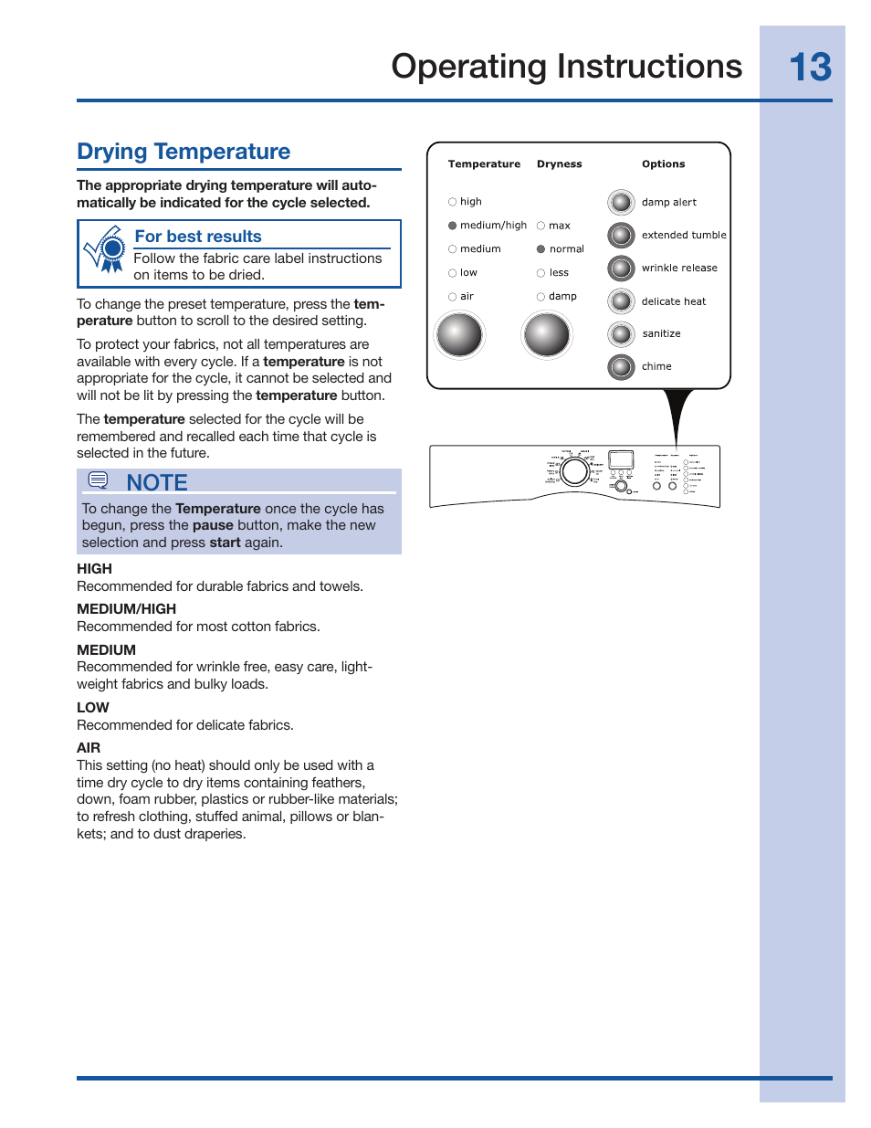 Operating instructions | Electrolux IQ-Touch 137018300 A User Manual | Page 13 / 24