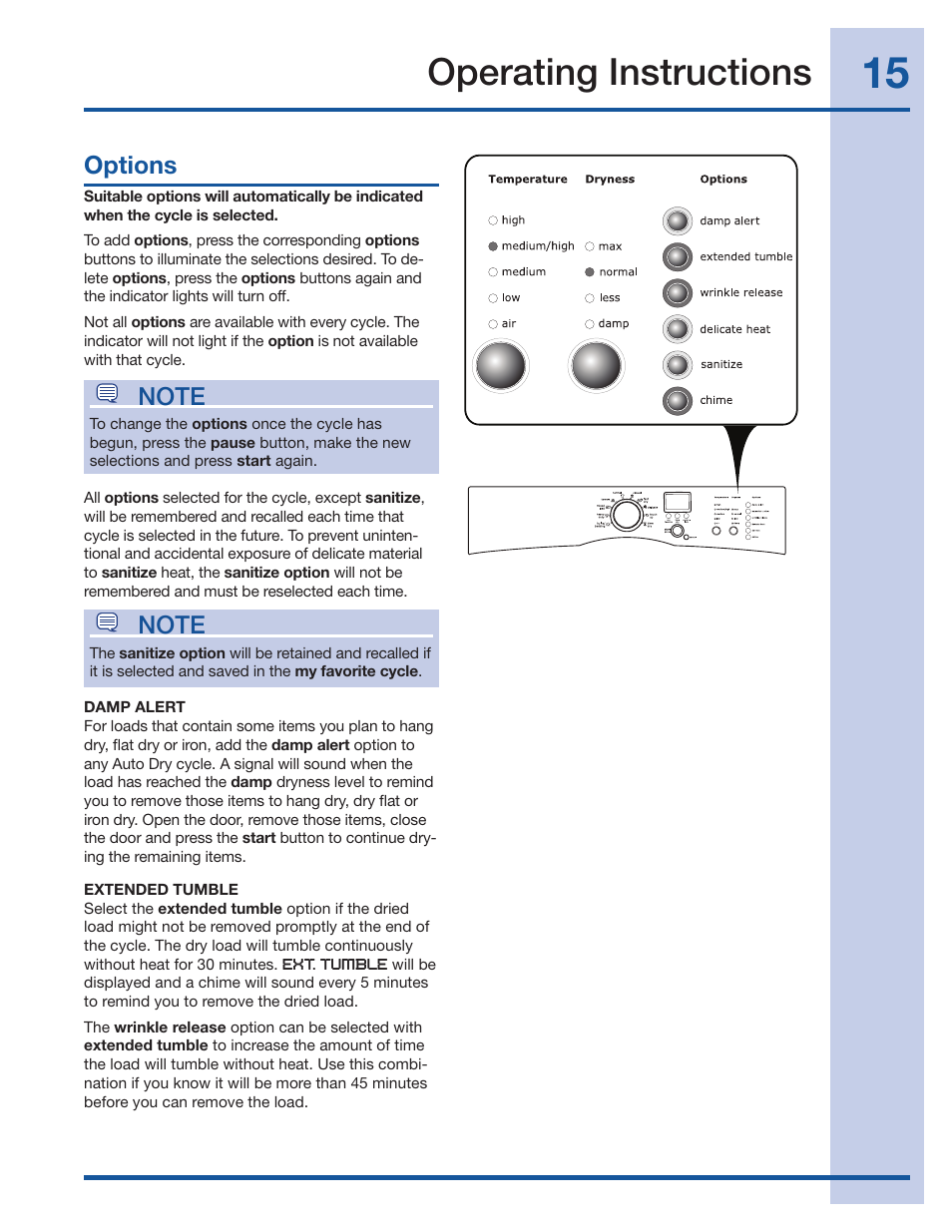 Operating instructions | Electrolux IQ-Touch 137018300 A User Manual | Page 15 / 24