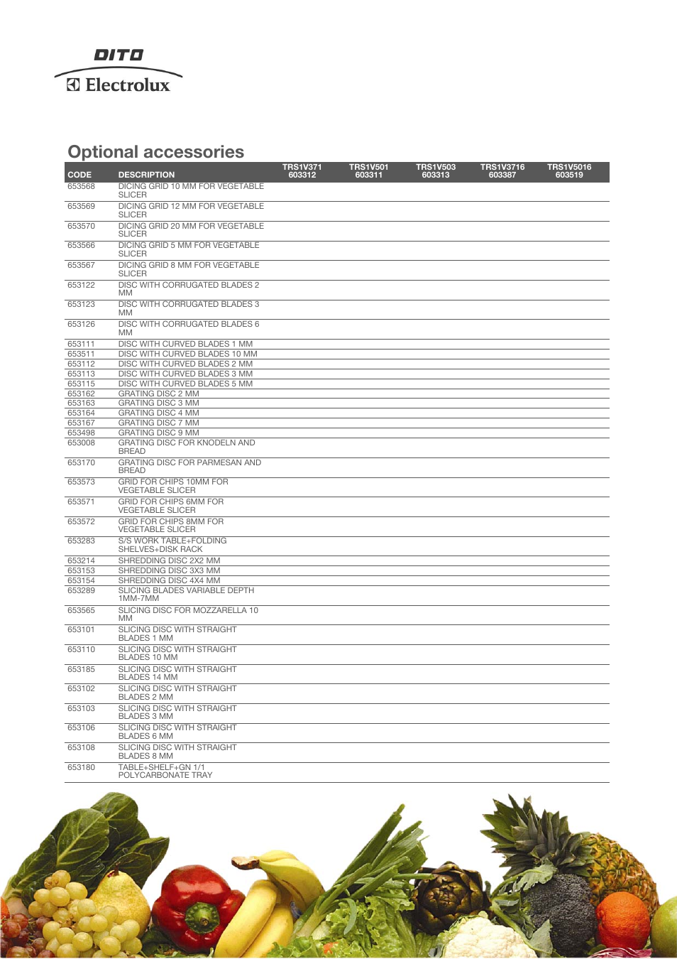 Optional accessories | Electrolux Dito TRS1V5016 User Manual | Page 3 / 4