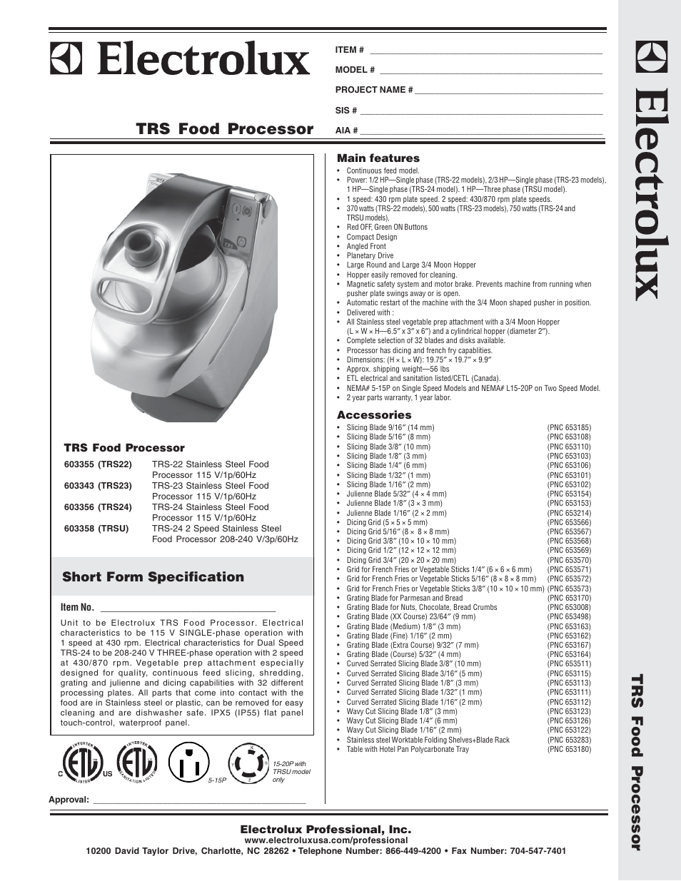 Electrolux Dito TRS22 User Manual | 2 pages