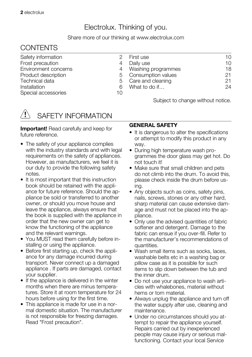 Electrolux EWP 86100 W User Manual | Page 2 / 28