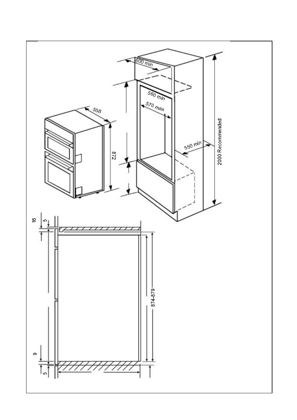 Recommended cabinet dimensions | Electrolux D4150-1 User Manual | Page 42 / 48