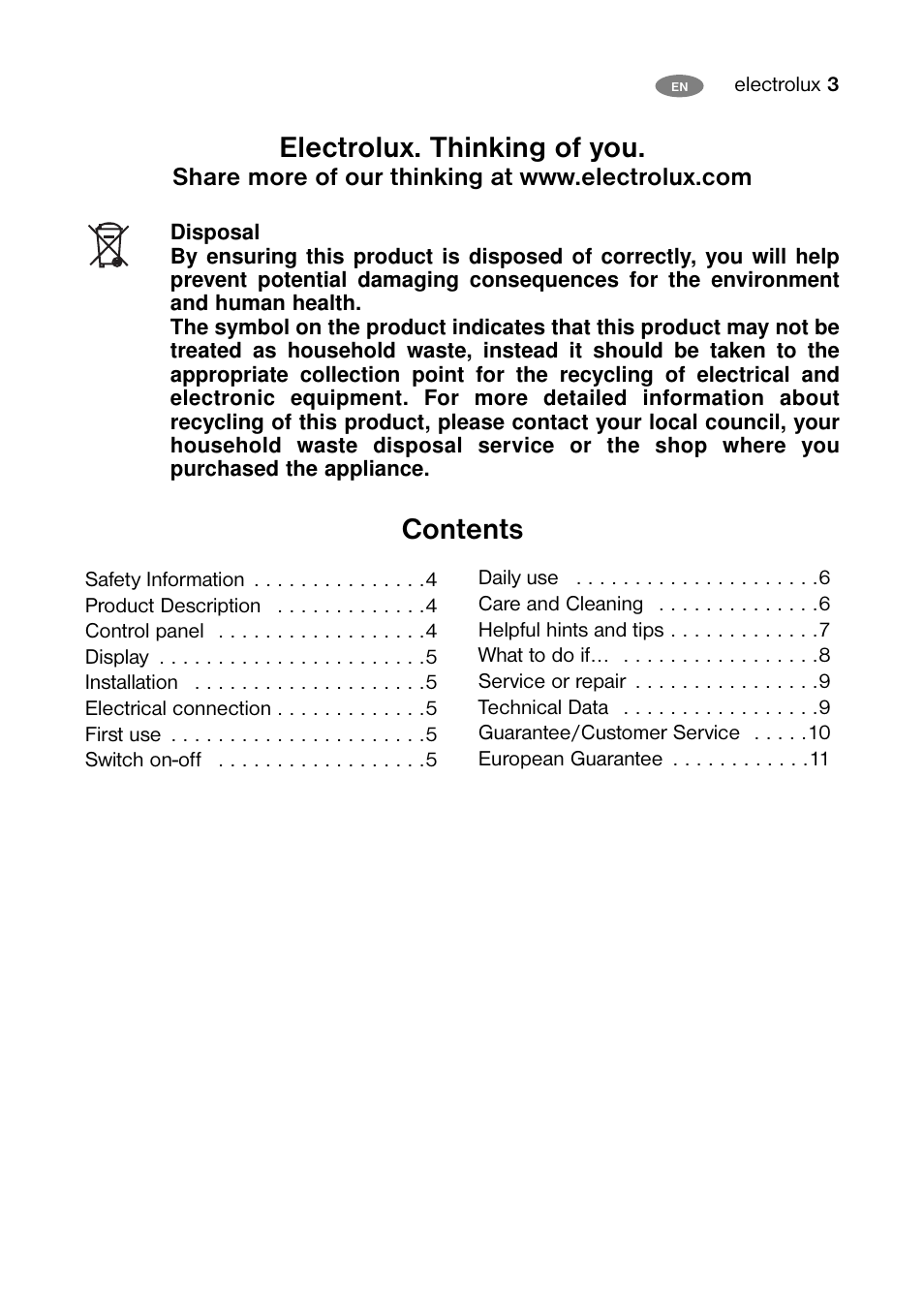 Electrolux ECF24460W User Manual | Page 3 / 16