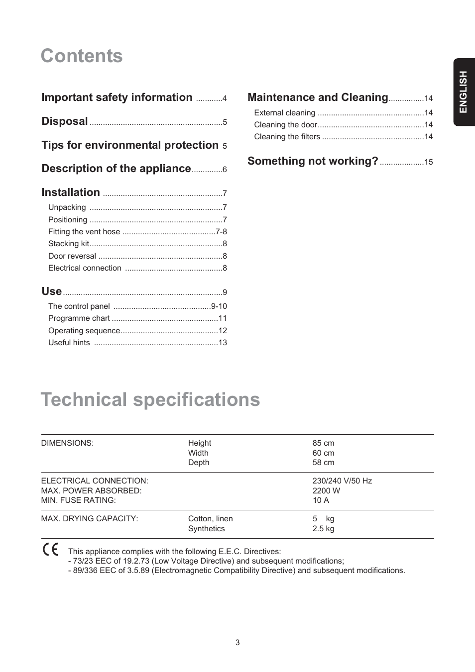 Electrolux EDE 429E User Manual | Page 3 / 16