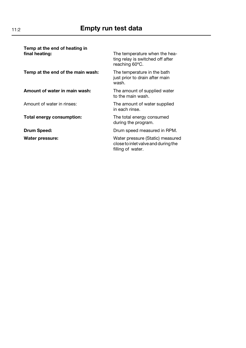 Empty run test data | Electrolux FOM 71 CLS User Manual | Page 44 / 164