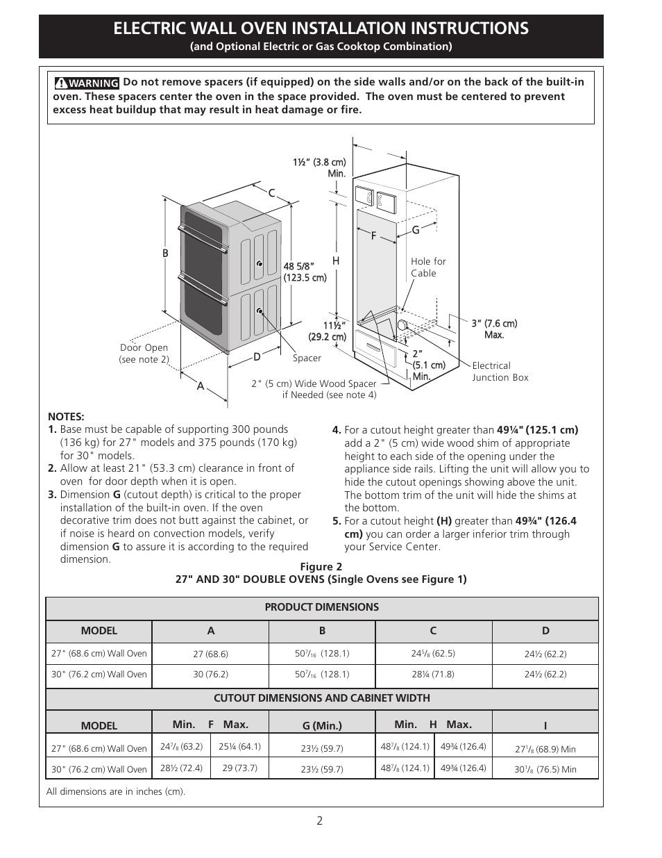 Electric wall oven installation instructions | Electrolux C User Manual | Page 2 / 24