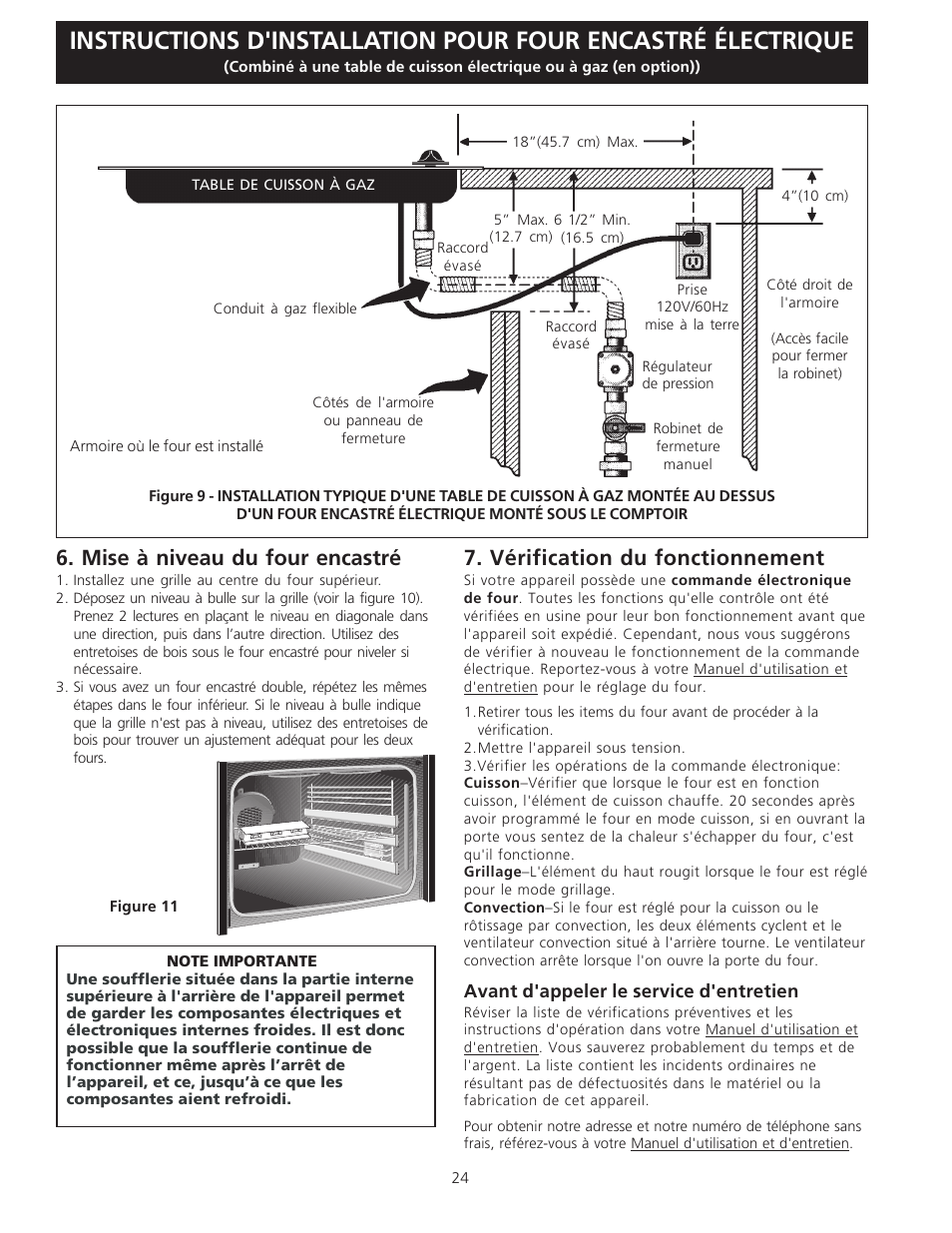 Vérification du fonctionnement, Mise à niveau du four encastré | Electrolux C User Manual | Page 24 / 24